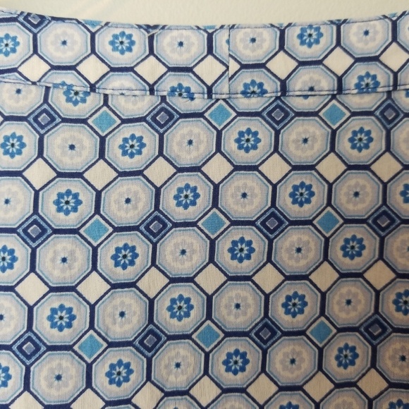 Van Heusen Blue Geometric roll tab Blouse - Picture 6 of 6